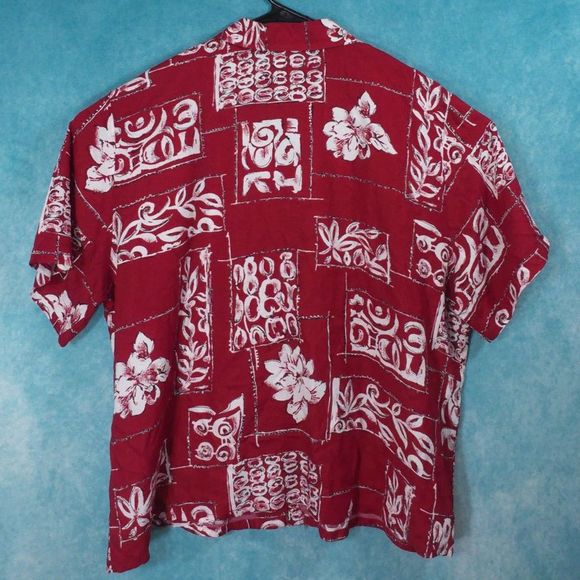 Modern Essentials Woman Hawaiian Shirt, Red, Size 20W, Made in U.S.A. - Picture 2 of 4